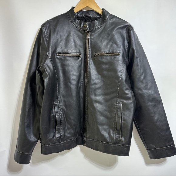 Route 66 vintage faux leather fur lined moto distressed jacket coat aviator S - Picture 1 of 10